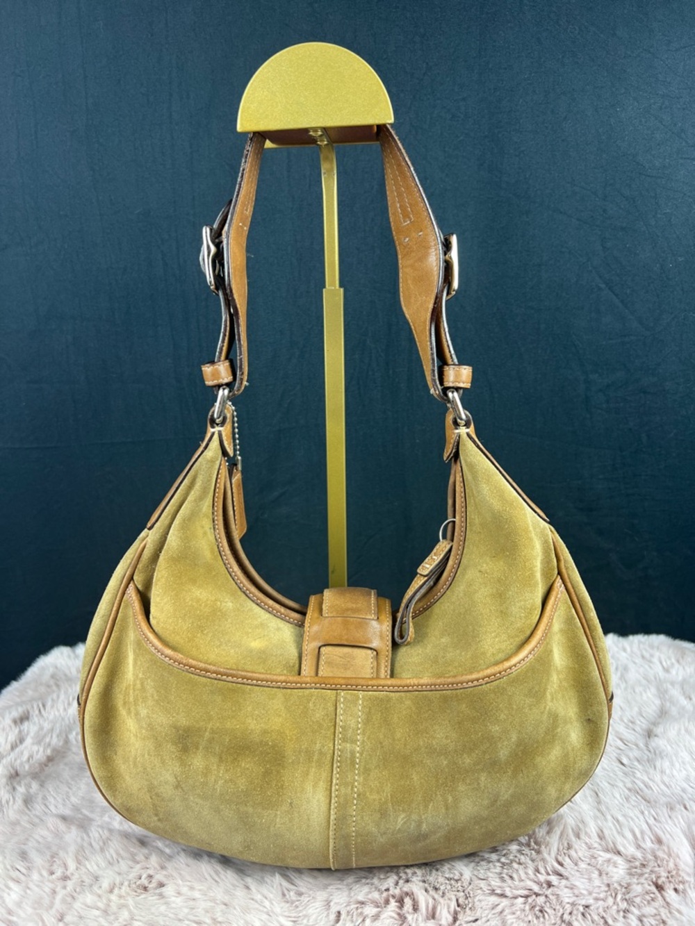 Coach  SOHO Vintage 7559 Suede Hobo Bag Tan Brown Leather Y2K Shoulder Bag GUC - Picture 3 of 16
